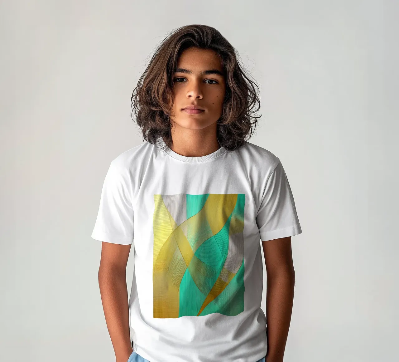 Formes abstraites en or et turquoise t-shirt enfant de Imagine