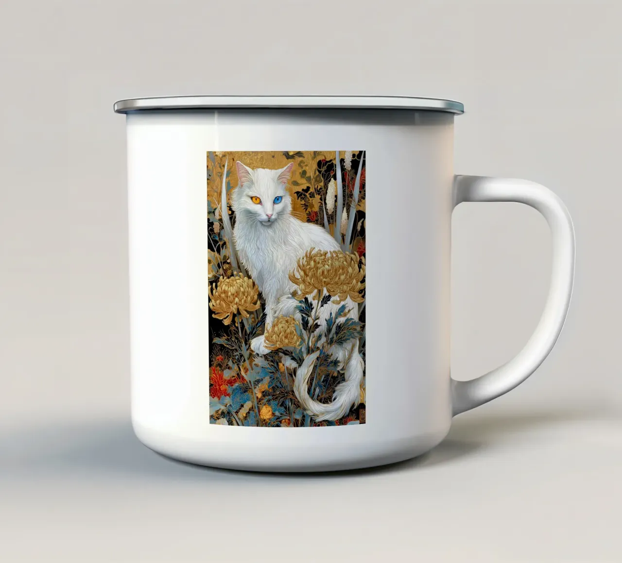 Gatto Ukiyo-e tazza in smalto da Voxel Visionaries