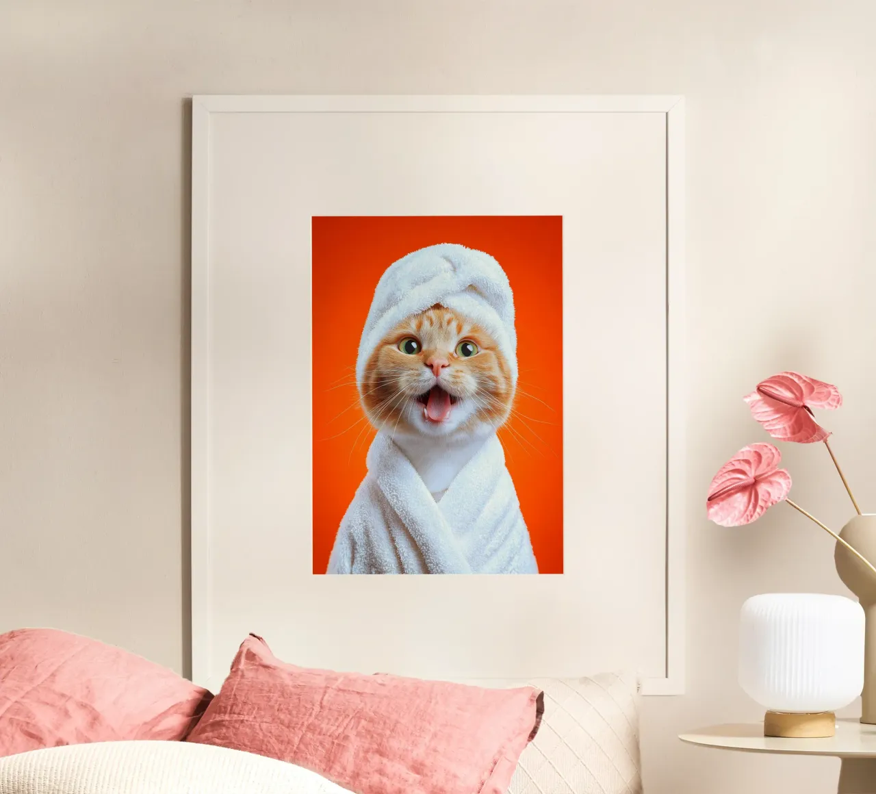 Gatto carino in accappatoio poster da Voxel Visionaries