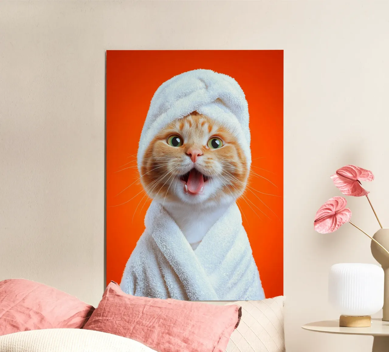 Gatto carino in accappatoio poster da Voxel Visionaries