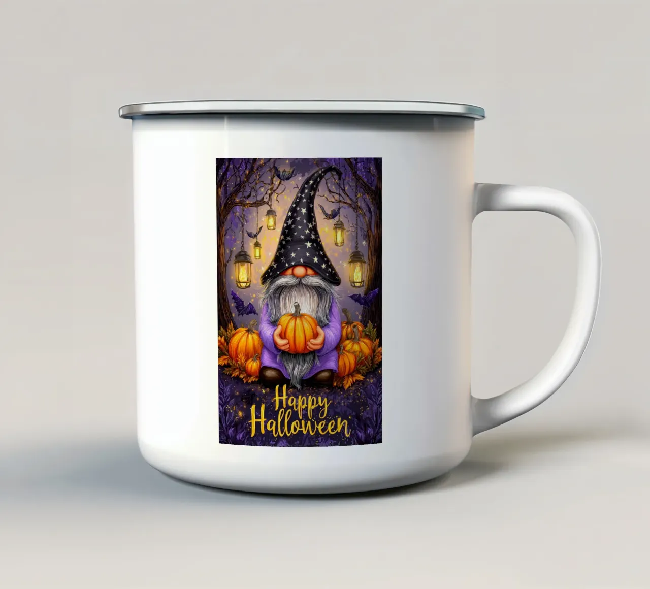 Mago e zucca di Halloween tazza in smalto da Voxel Visionaries