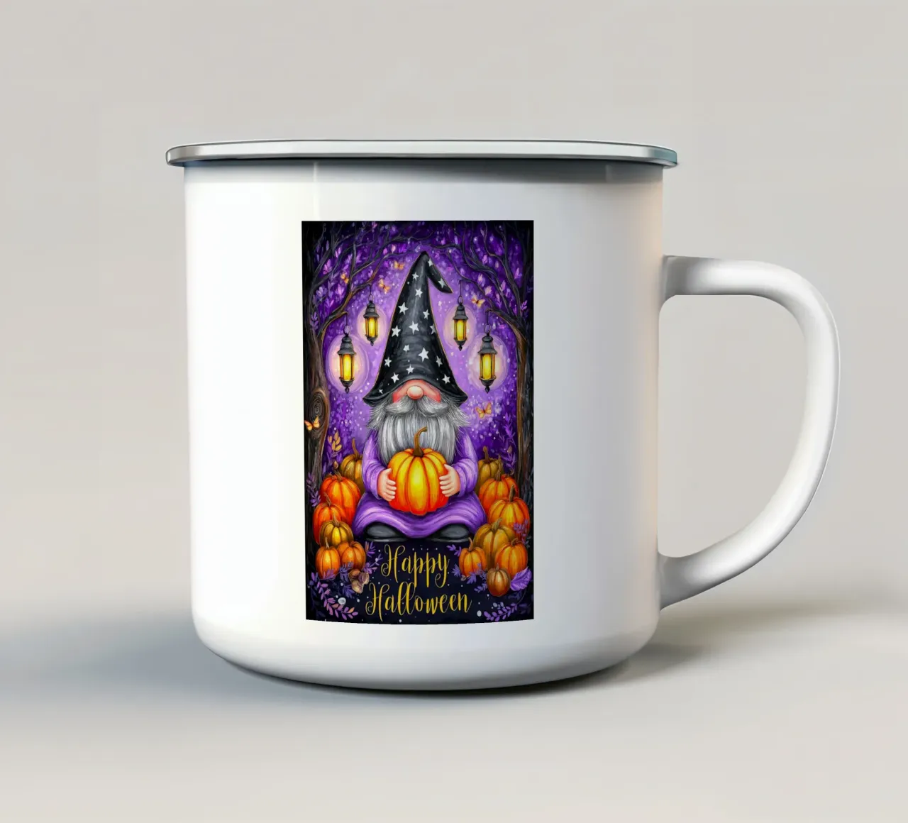 Mago e zucca di Halloween tazza in smalto da Voxel Visionaries