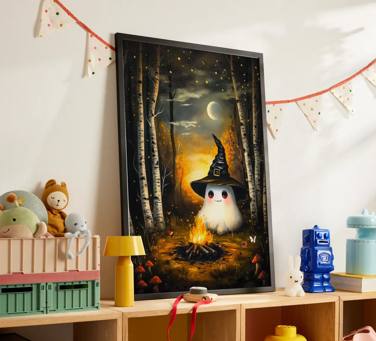 Falò della strega fantasma di Halloween poster da Voxel Visionaries