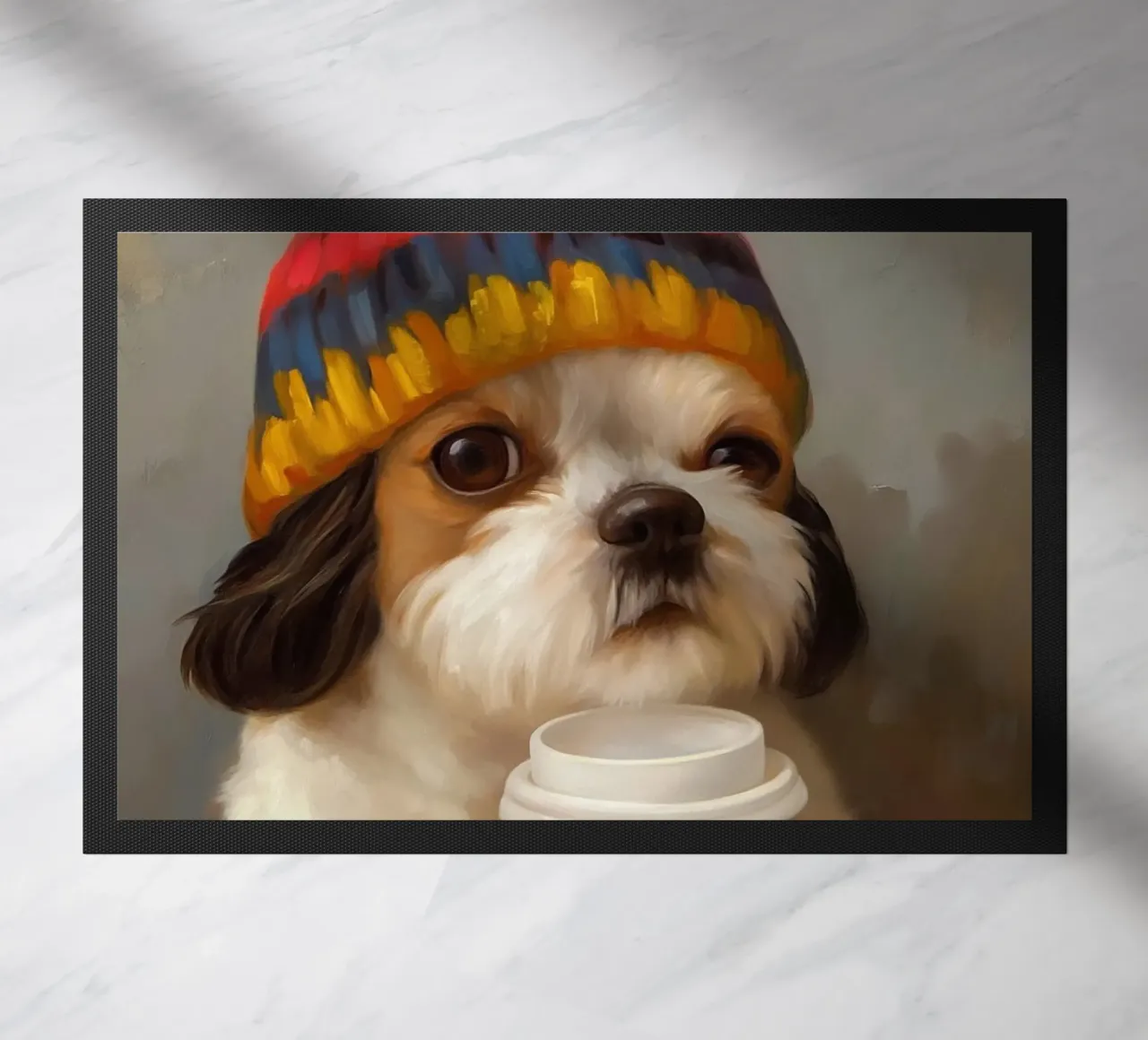 Cane e caffè accogliente zerbino da Voxel Visionaries