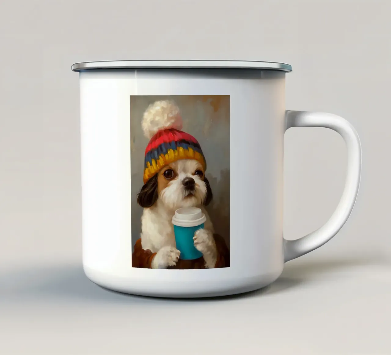Cane e caffè accogliente tazza in smalto da Voxel Visionaries