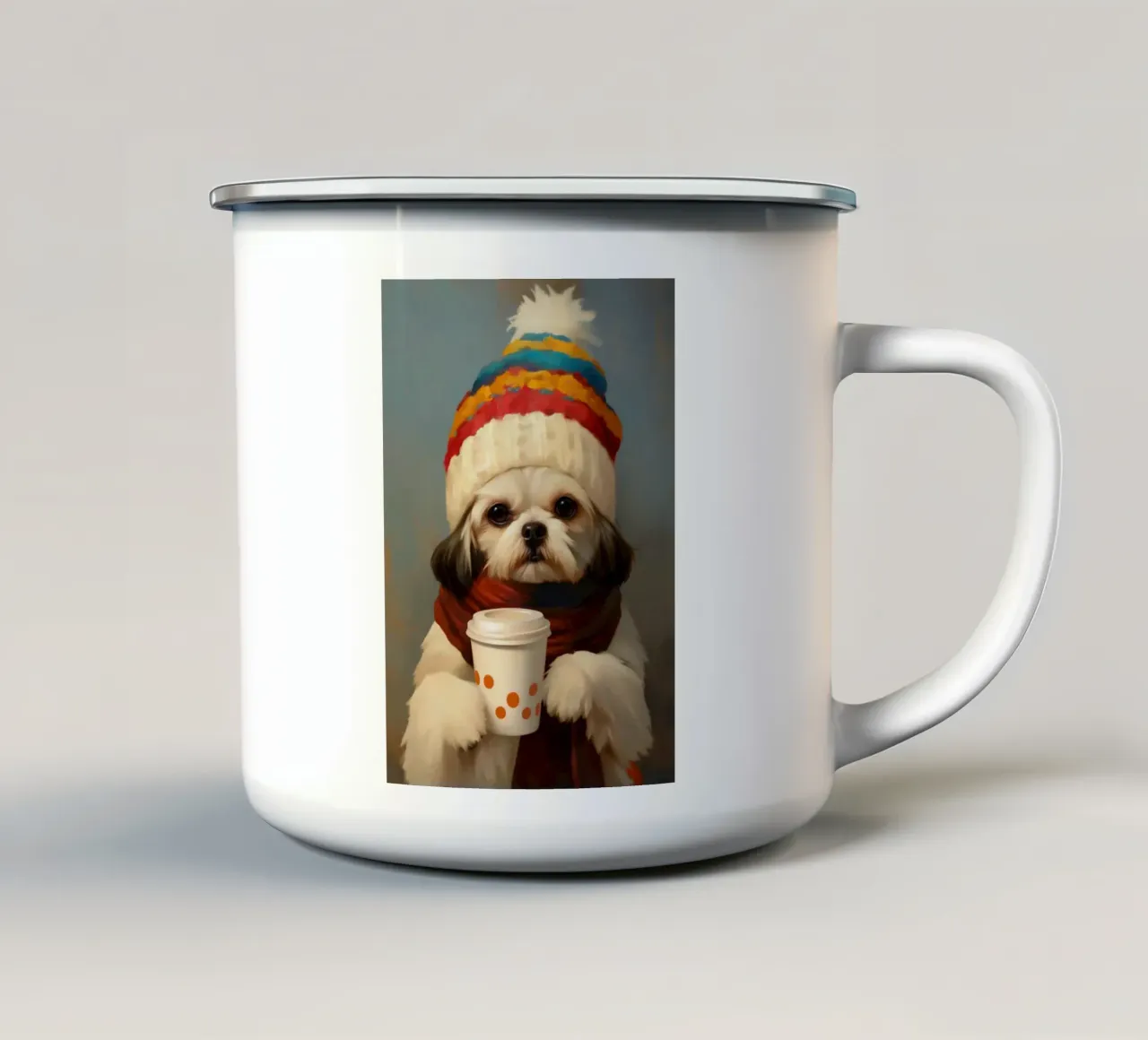 Cane e caffè accogliente tazza in smalto da Voxel Visionaries