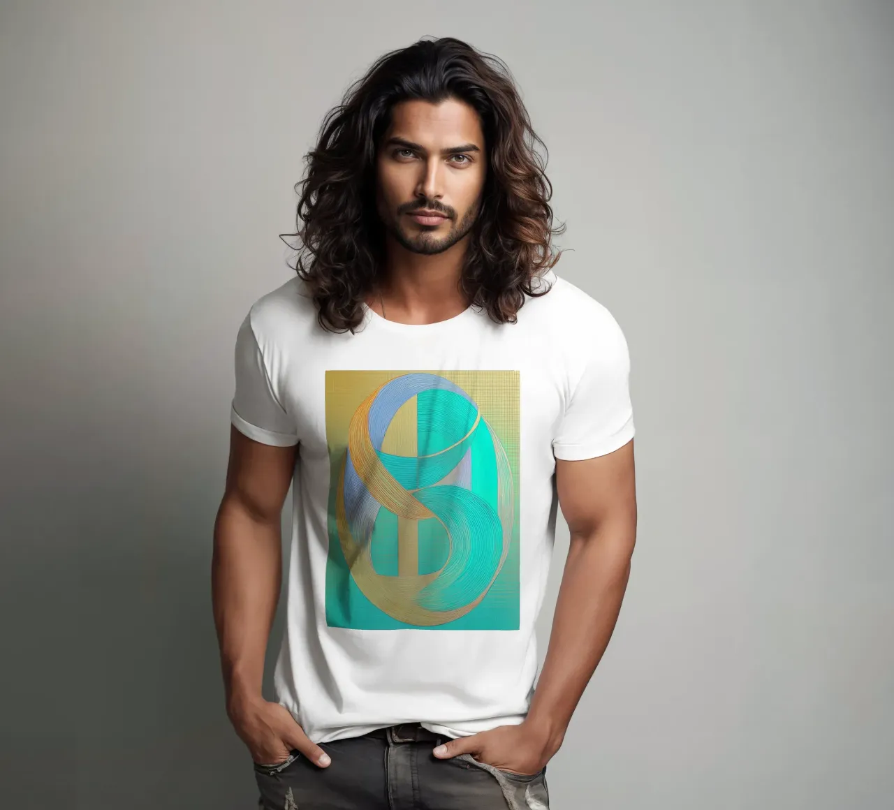 Forme astratte in oro e turchese t-shirt da Imagine