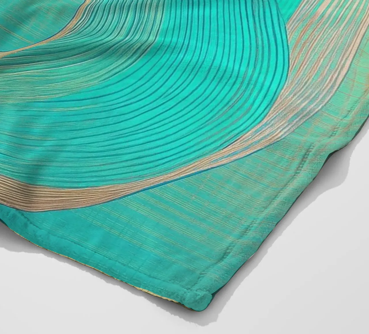 Abstract shapes in gold and turquoise fleece blanket by Imagine