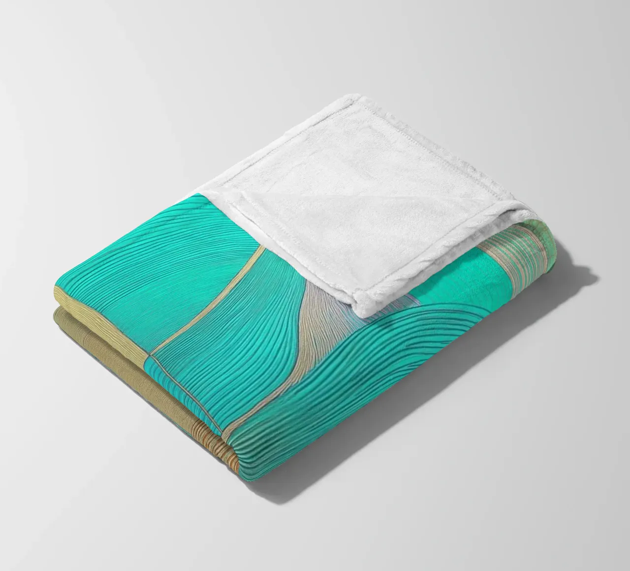 Abstract shapes in gold and turquoise fleece blanket by Imagine