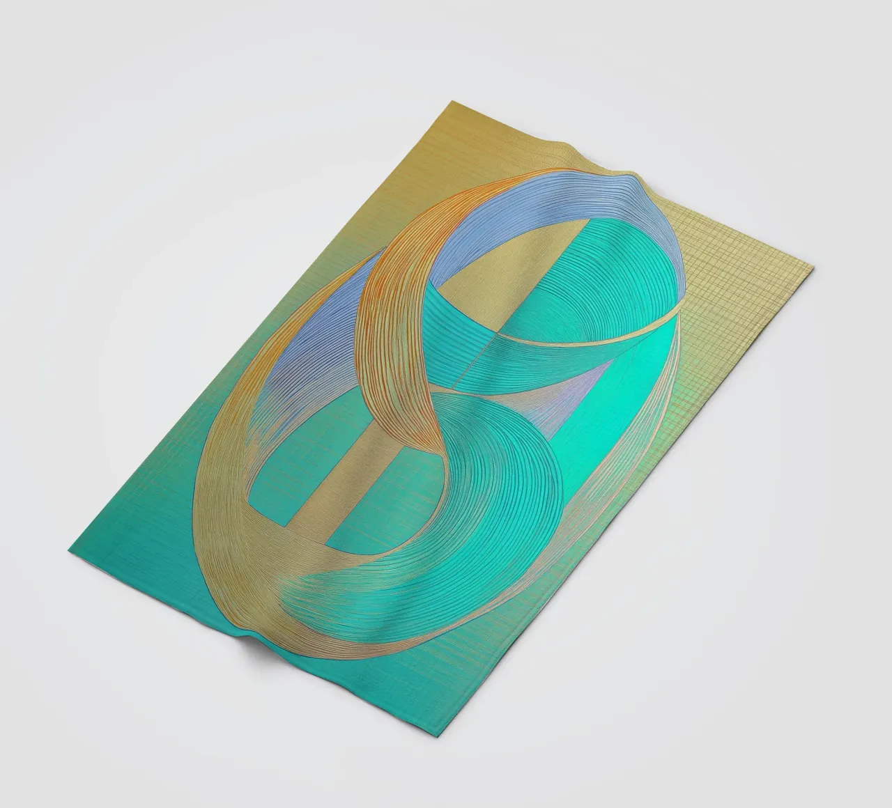 Abstract shapes in gold and turquoise fleece blanket by Imagine