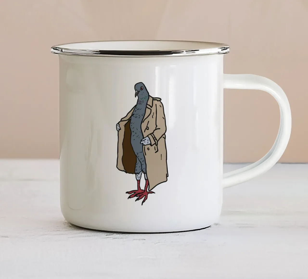 Pigeon Flasher tazza in smalto da Melty Shirts