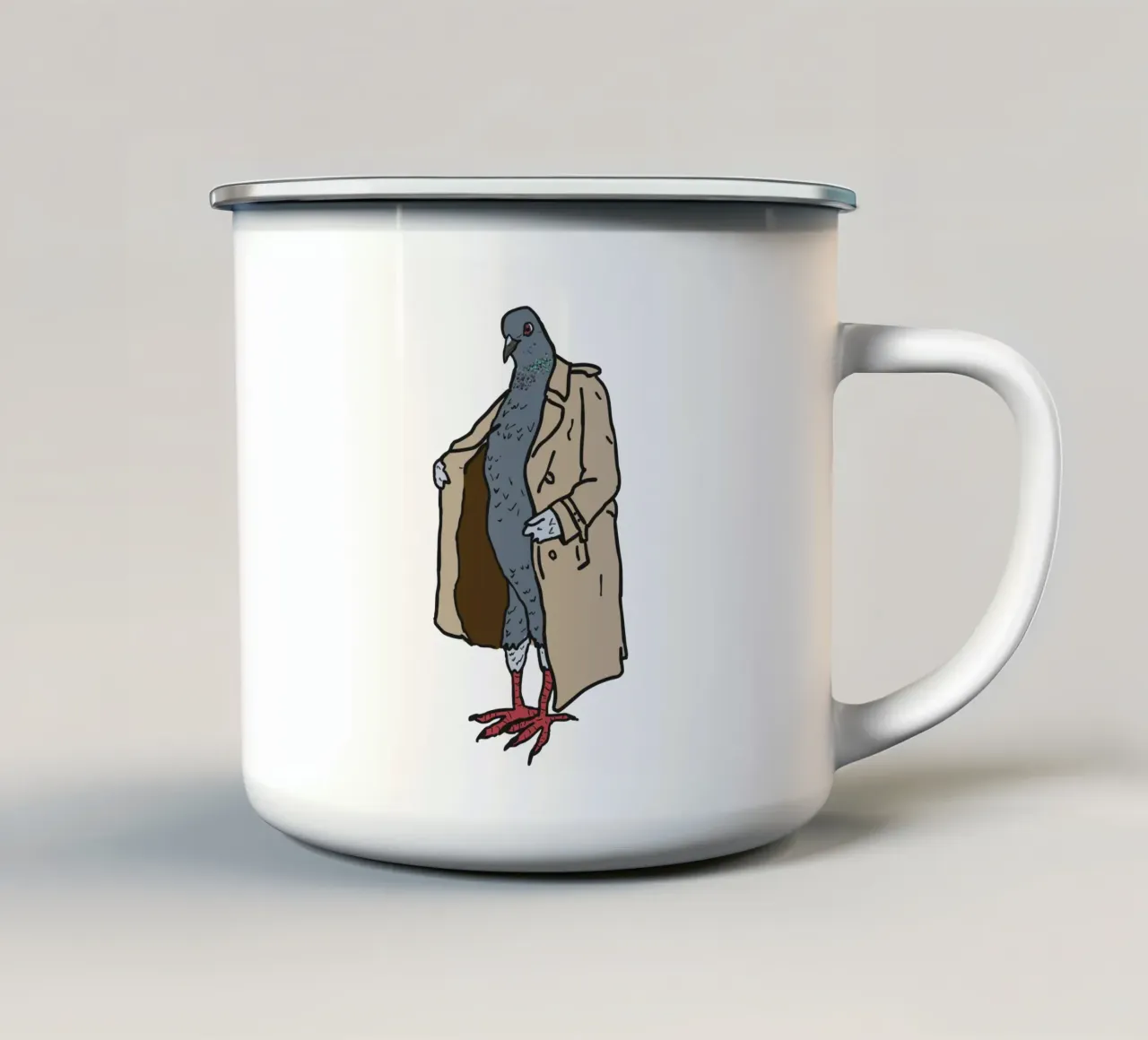 Pigeon Flasher tazza in smalto da Melty Shirts