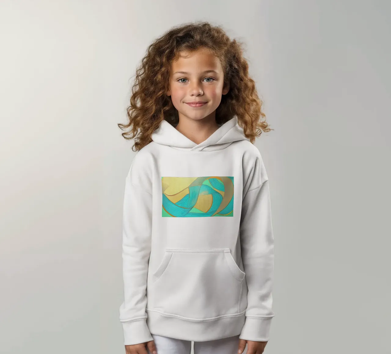 Abstrakte Formen in Gold und Türkis Kinder Hoodie von Imagine