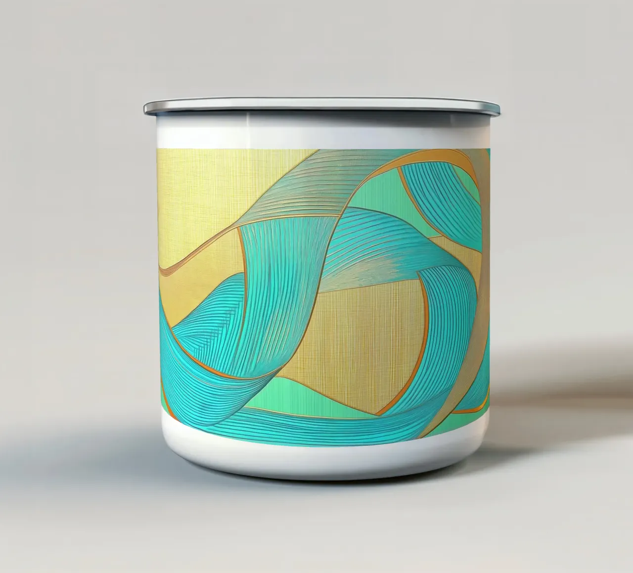 Forme astratte in oro e turchese tazza in smalto da Imagine