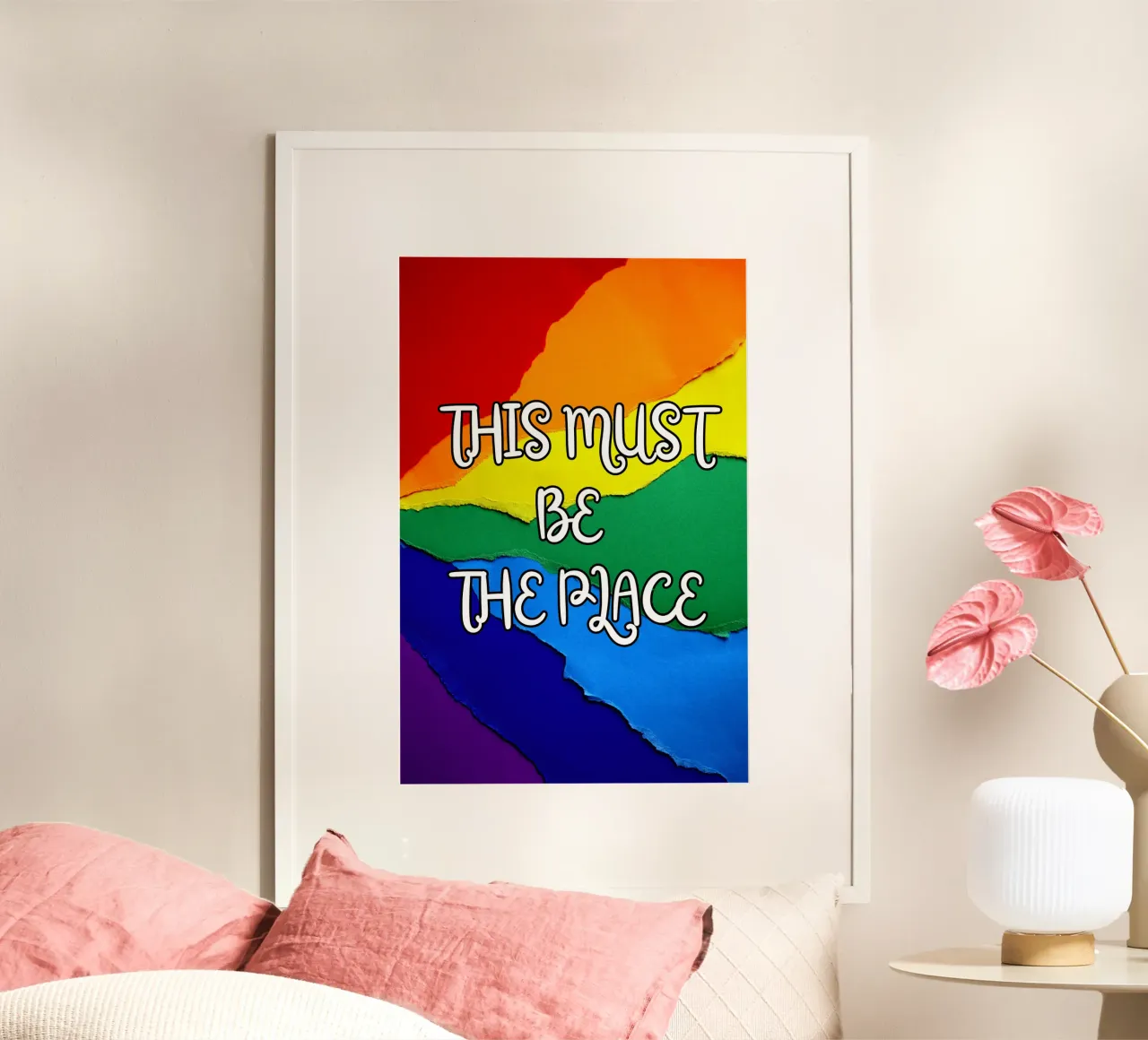 This Must be the Place Rainbow poster con telaio in legno da Melty Shirts