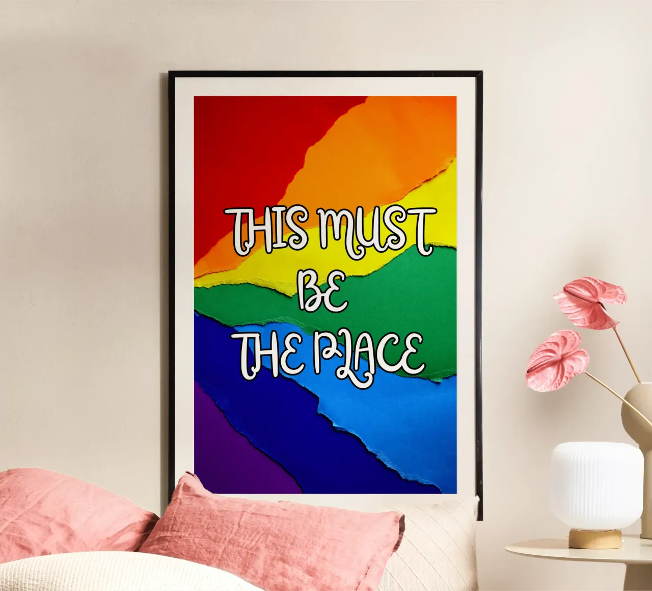 This Must be the Place Rainbow poster con telaio in legno da Melty Shirts