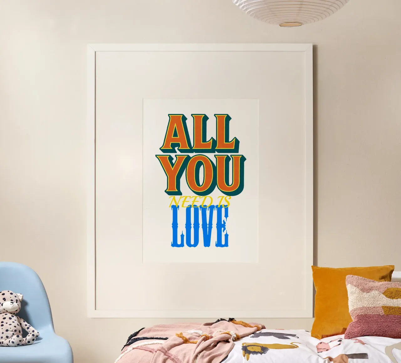 All You Need Is Love - Canzone popolare dei Beatles poster con telaio in plastica da Urban Life