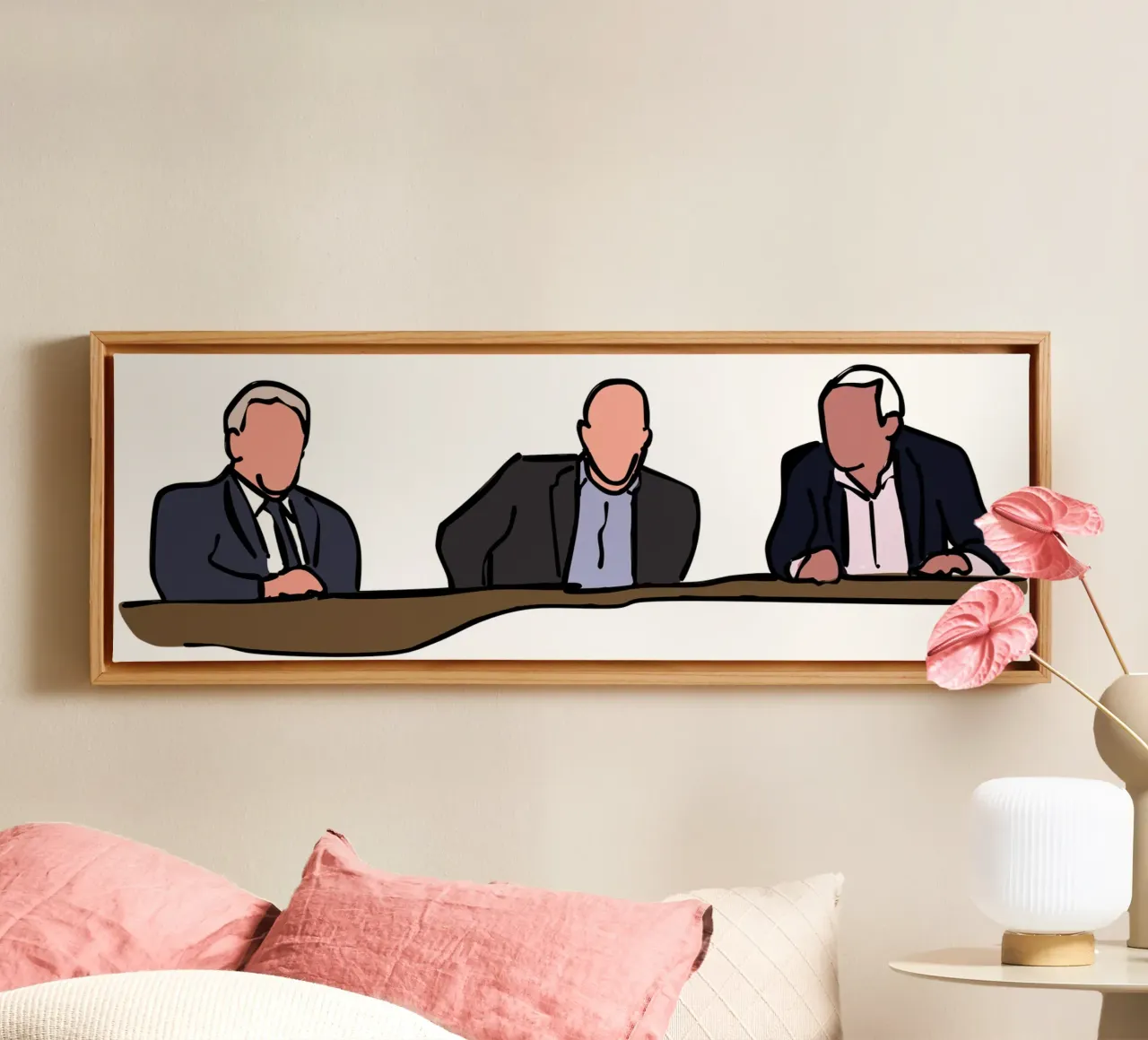 Three Wise Men - John Giles, Liam Brady, Eamon Dunphy tela con Cornice a cassetta da Melty Shirts
