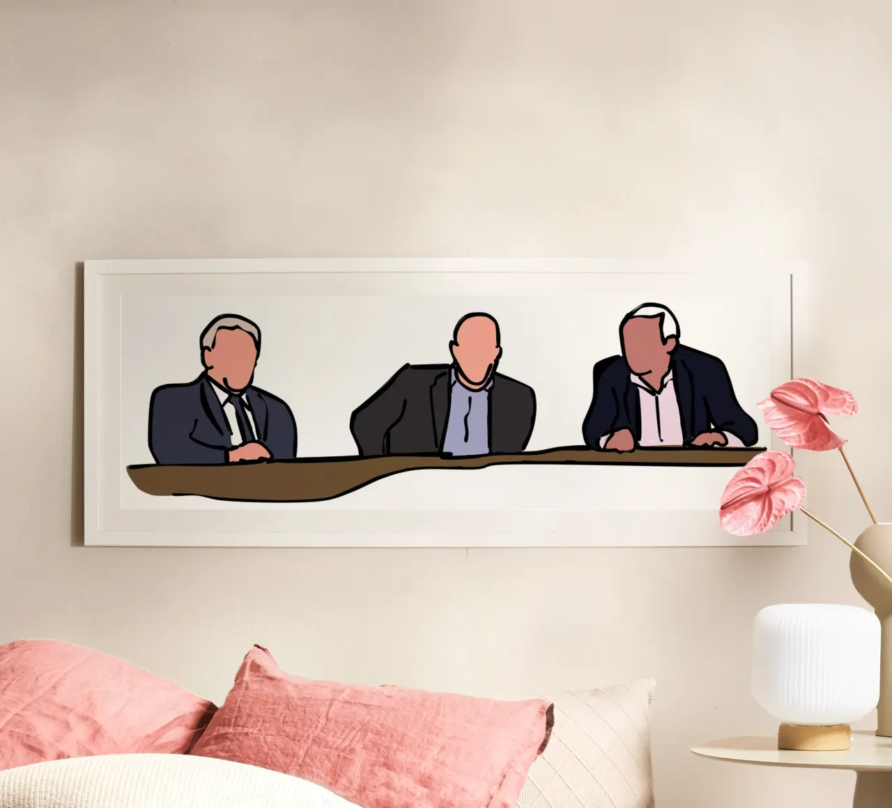 Three Wise Men - John Giles, Liam Brady, Eamon Dunphy poster con marco de madera de Melty Shirts