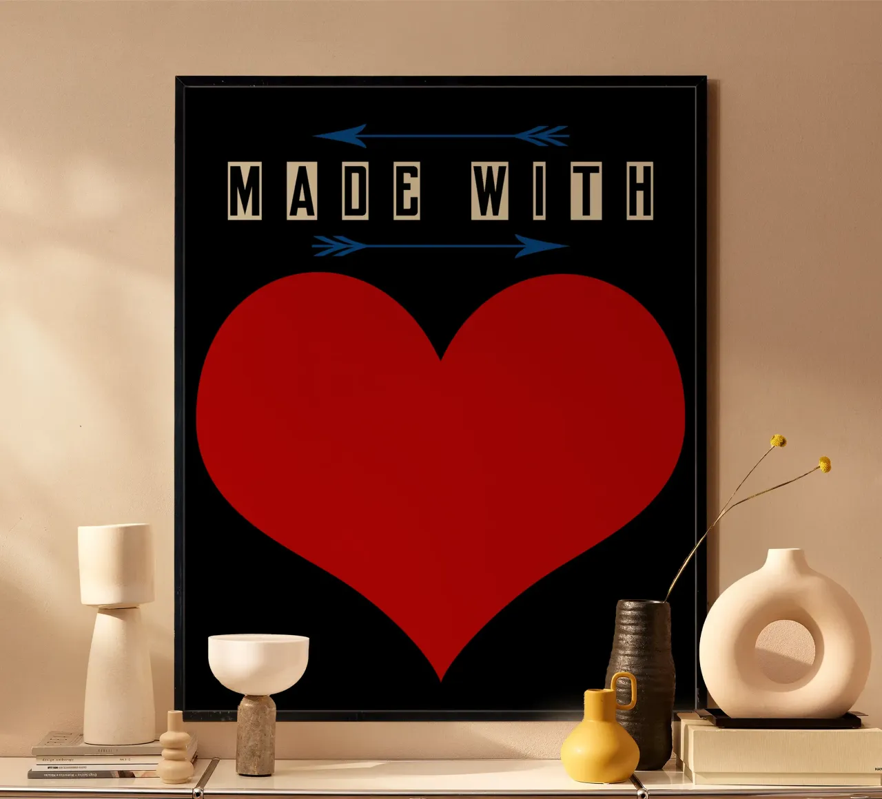 Made with heart Red poster con telaio in alluminio da TijanaArtStudio88