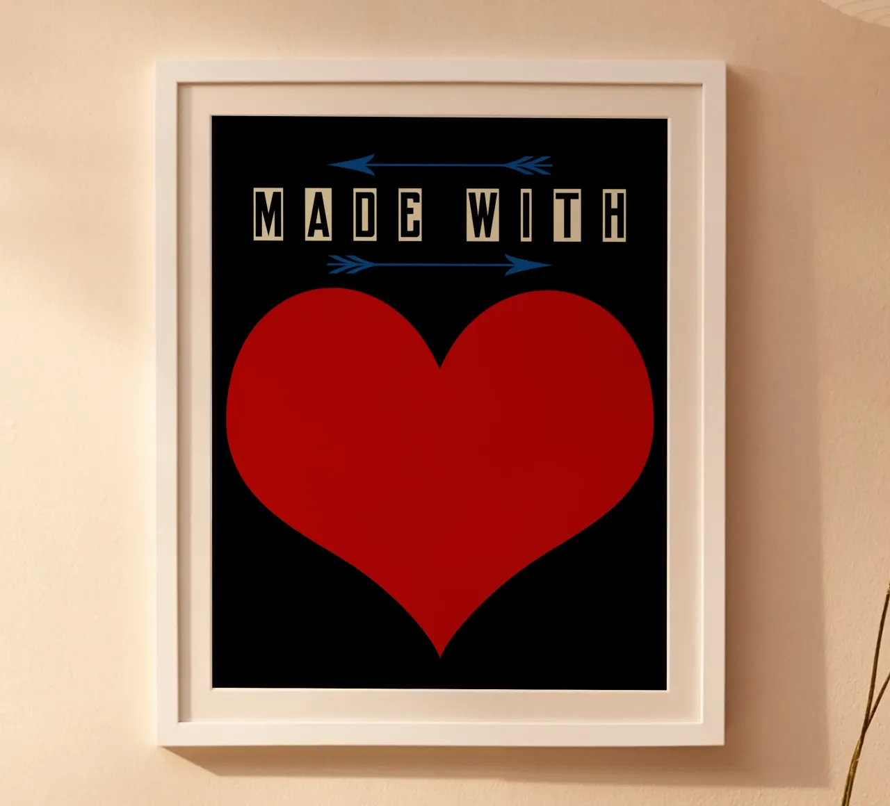 Made with heart Red poster con telaio in alluminio da TijanaArtStudio88