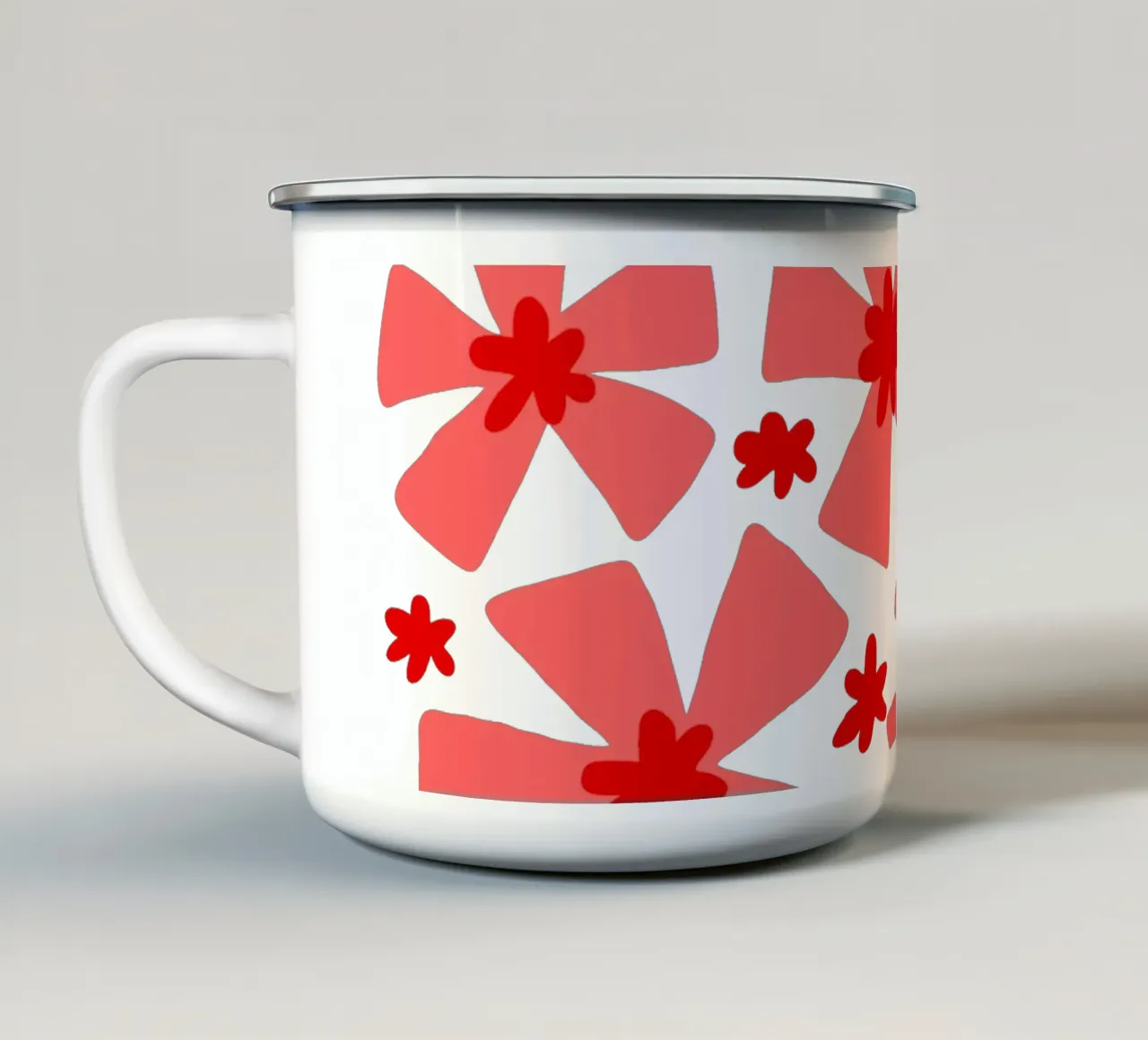 Valentine red and pink vibrant abstract flowers tazza in smalto da TijanaArtStudio88