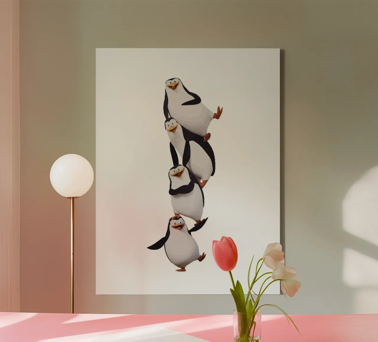 Penguin tela con Cornice a cassetta da Dumery Art
