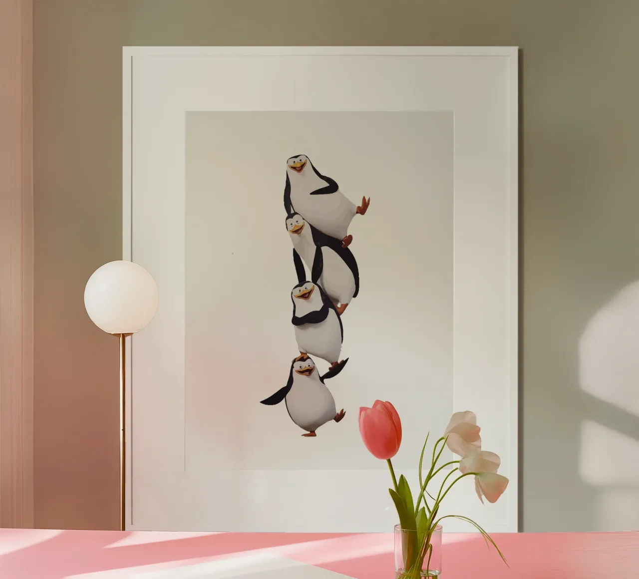 Penguin poster con telaio in alluminio da Dumery Art