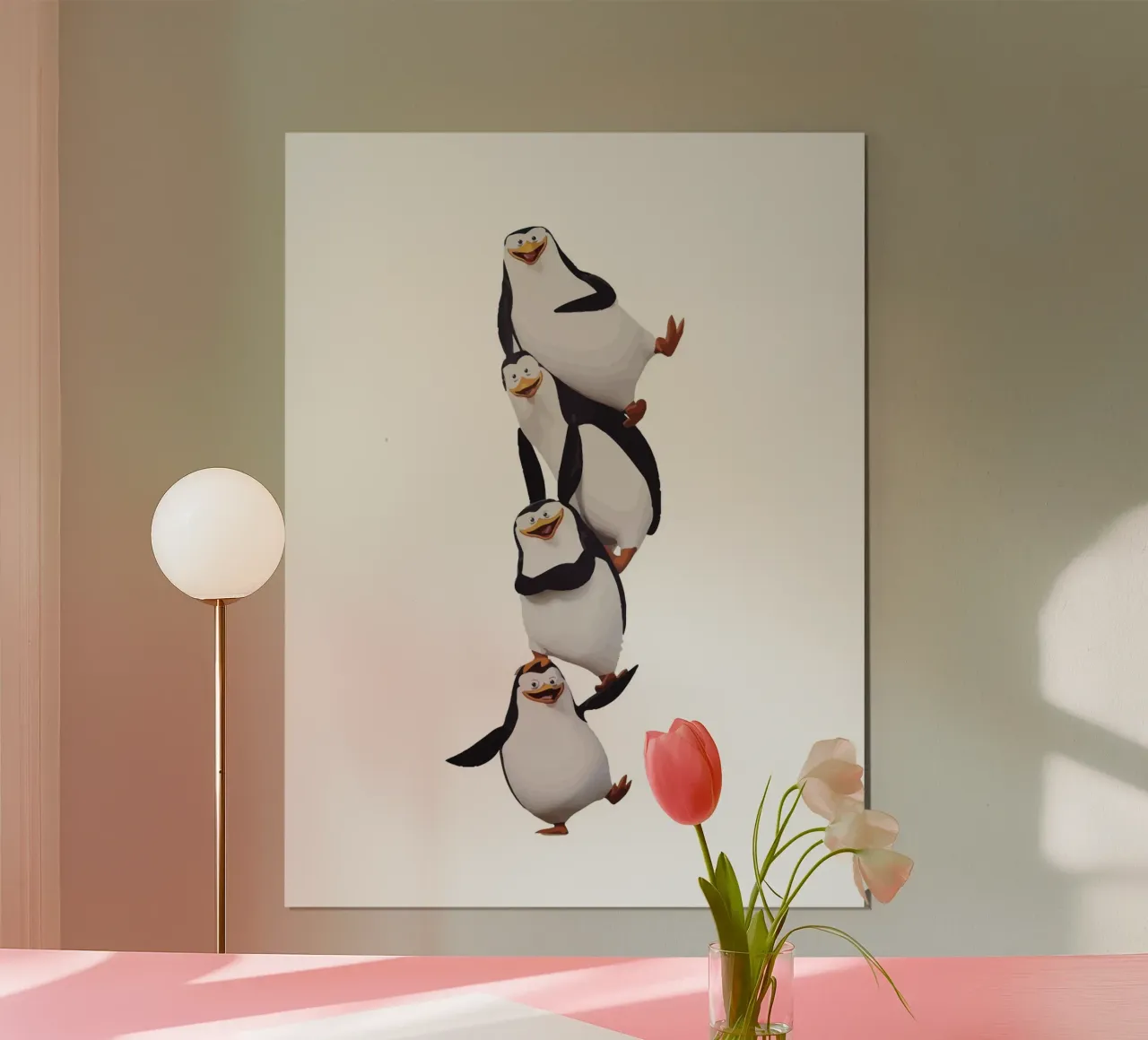 Penguin poster con telaio in alluminio da Dumery Art