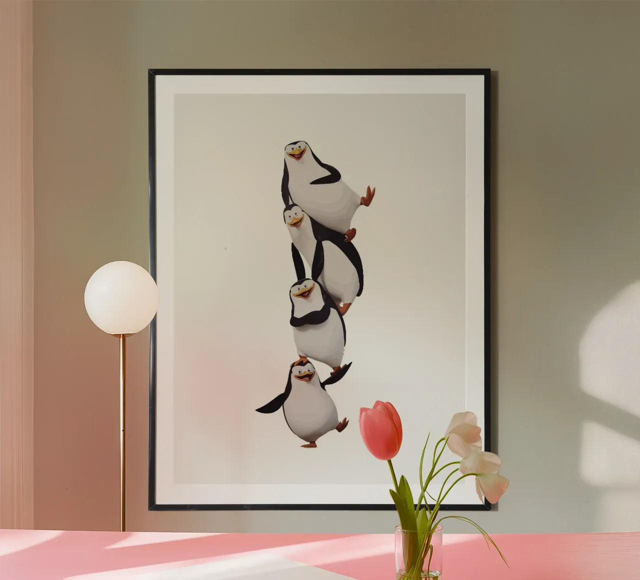 Penguin poster con telaio in alluminio da Dumery Art