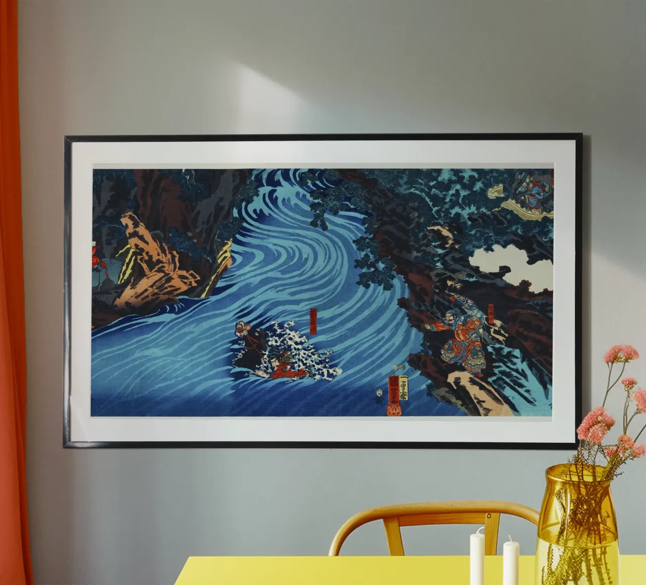 Gentoku Uma o Odorashite Tankei o Koeru zu di Utagawa Kuniyo poster con telaio in plastica da Classic Art Prints