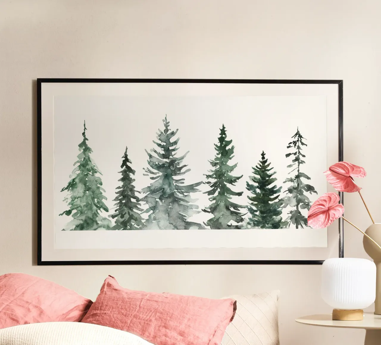Winter Trees / MinimalIst Christmas Design poster con telaio in legno da Melty Shirts