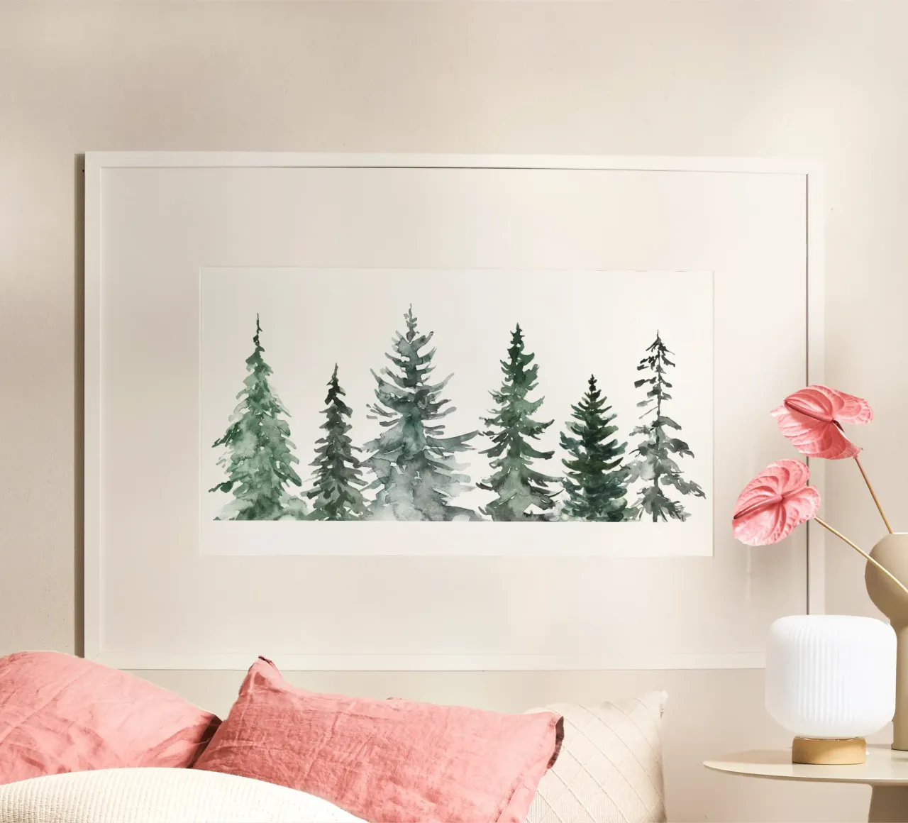 Winter Trees / MinimalIst Christmas Design poster con telaio in legno da Melty Shirts