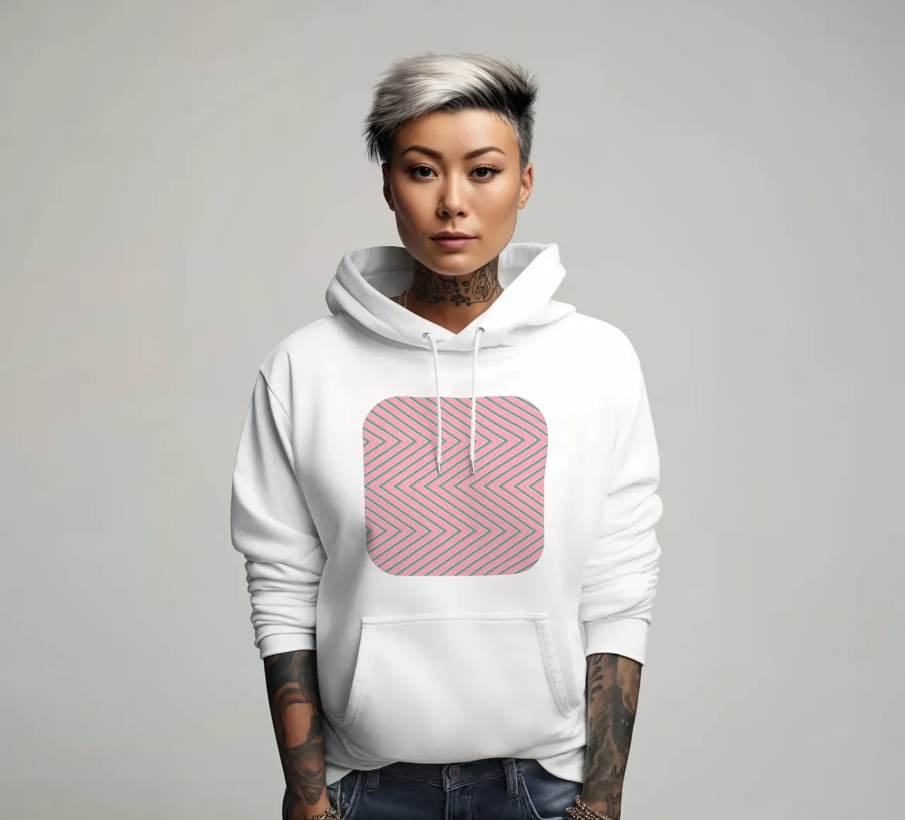 Strisce Chevron verdi e rosa felpa con cappuccio da SilverPegasus