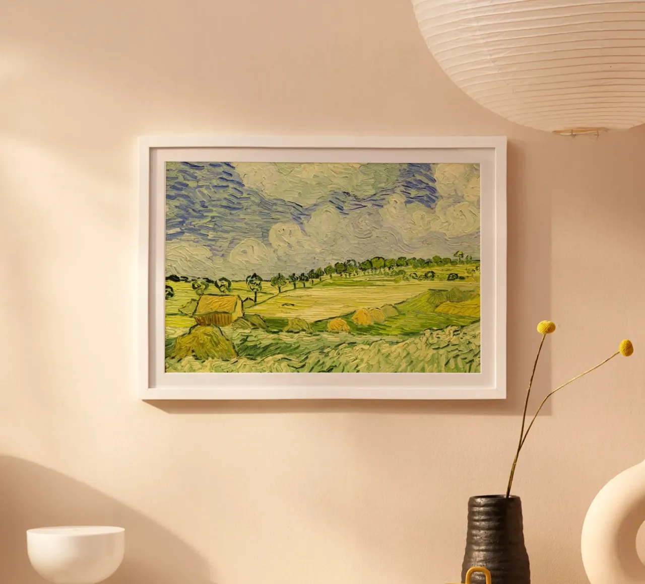 vasto paesaggio rurale, con campi di grano poster con telaio in alluminio da Piper Shop Oke