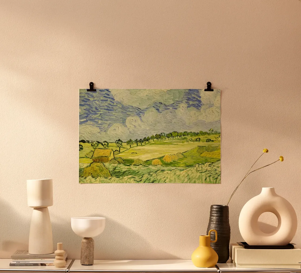 vasto paesaggio rurale, con campi di grano poster con telaio in alluminio da Piper Shop Oke