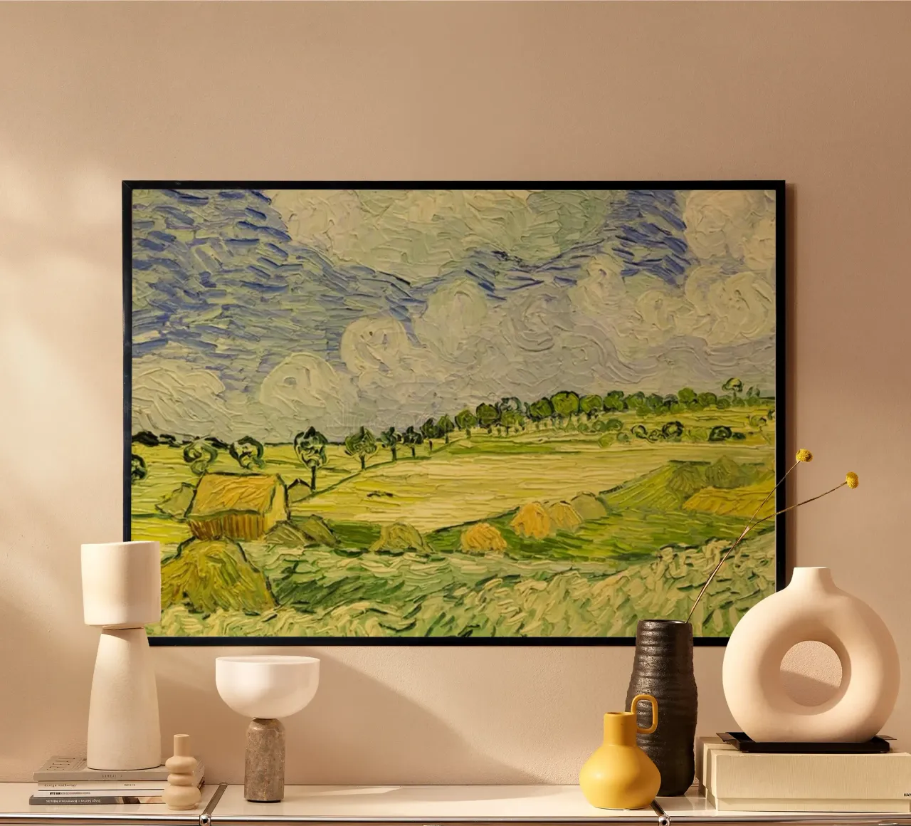 vasto paesaggio rurale, con campi di grano poster con telaio in alluminio da Piper Shop Oke
