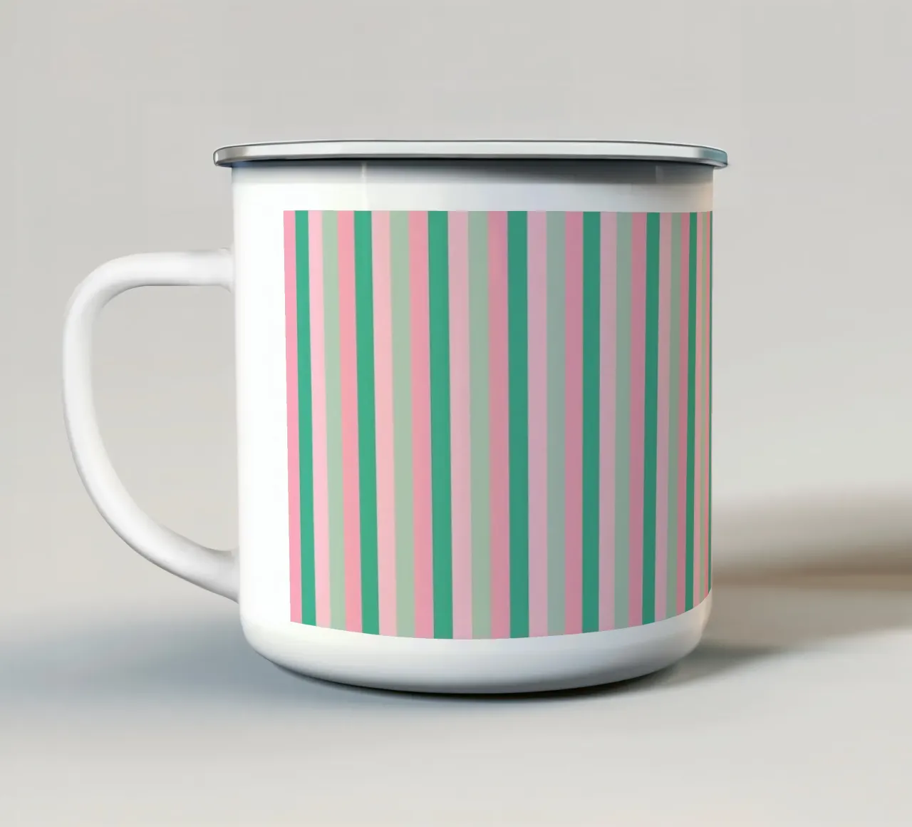 Strisce di caramelle verdi e rosa tazza in smalto da SilverPegasus