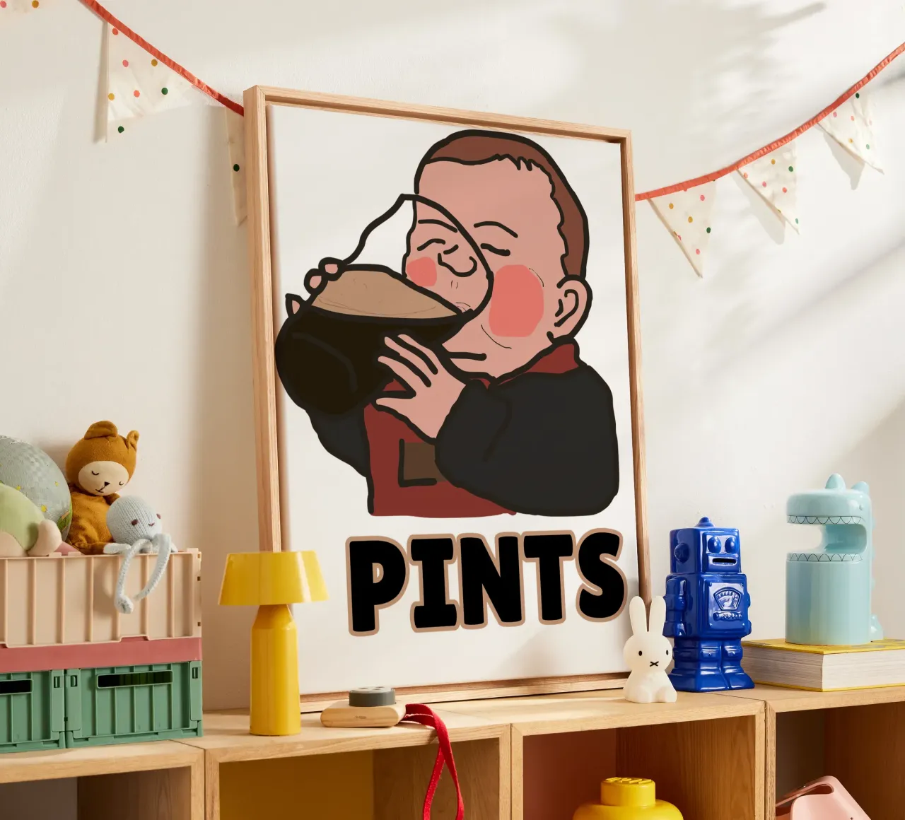 Pints with Pint Baby canvas with Floater frame by Melty Shirts