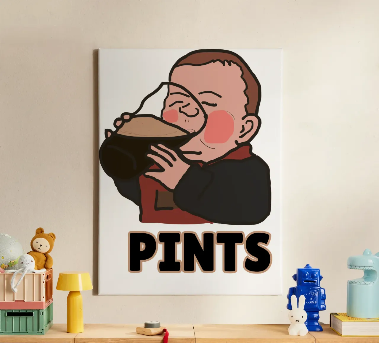 Pints with Pint Baby canvas with Floater frame by Melty Shirts