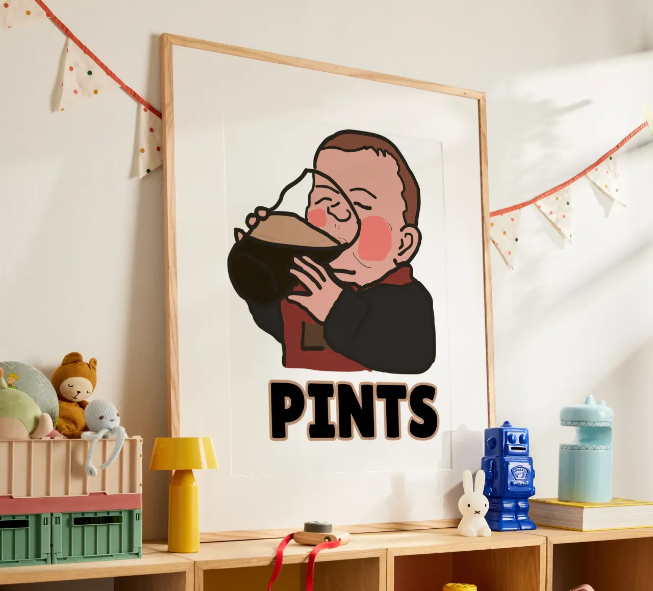 Pints with Pint Baby poster con telaio in plastica da Melty Shirts