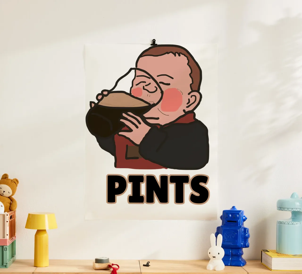Pints with Pint Baby poster con telaio in plastica da Melty Shirts
