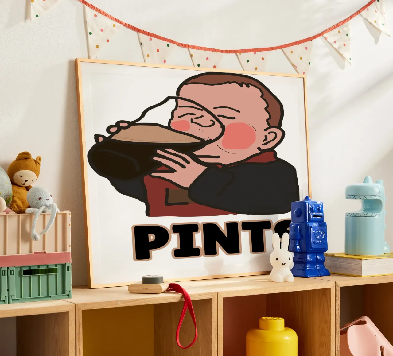 Pints with Pint Baby poster con telaio in plastica da Melty Shirts