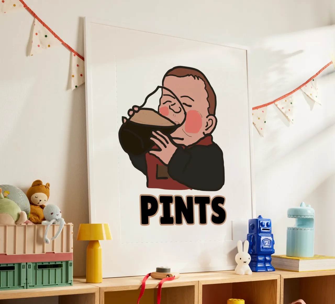 Pints with Pint Baby poster con telaio in plastica da Melty Shirts
