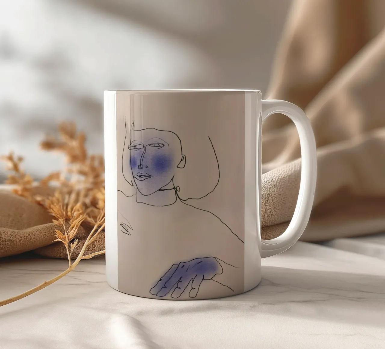 Ritratto a linee e pastelli tazza in ceramica da Little Dean