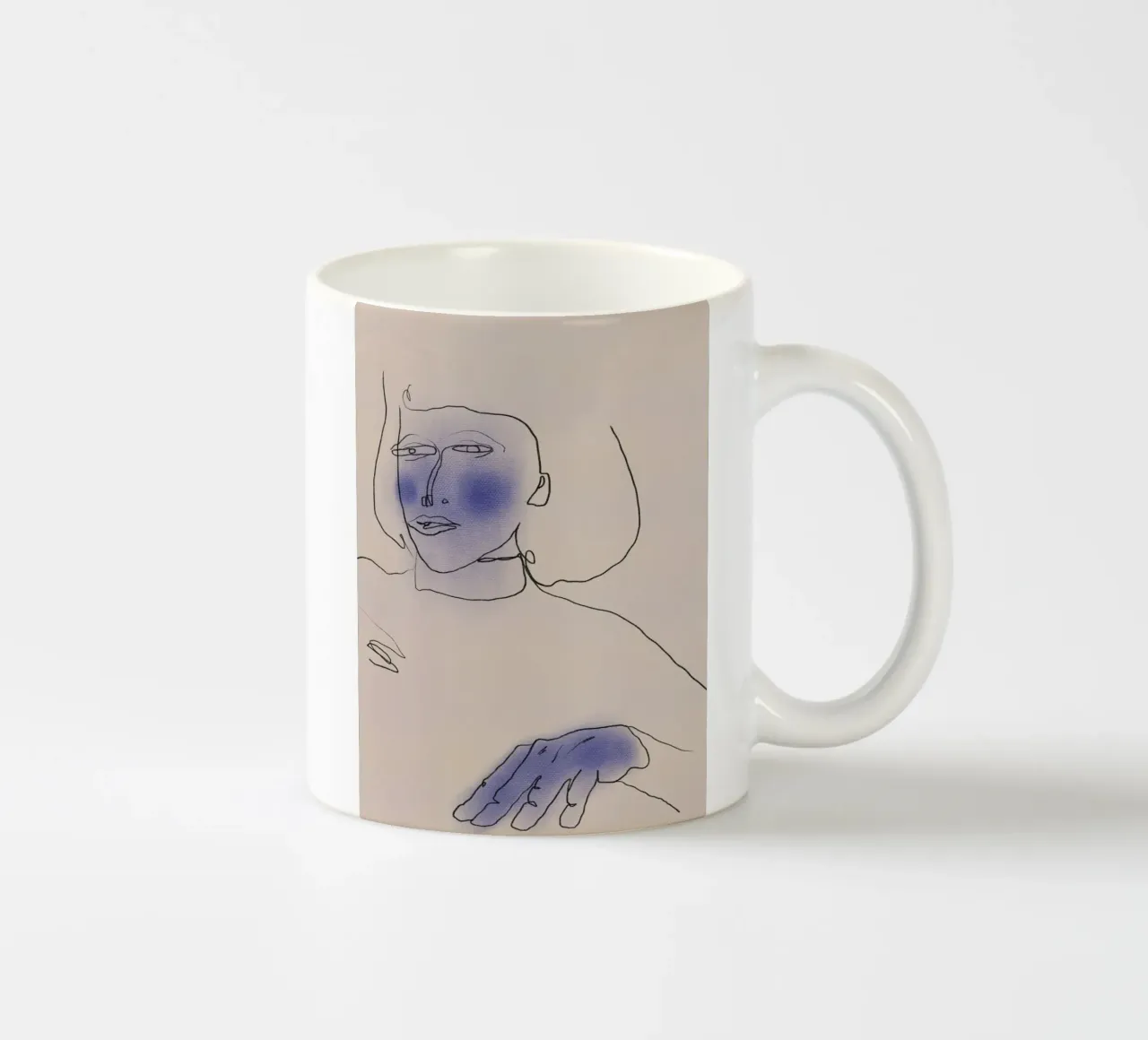 Ritratto a linee e pastelli tazza in ceramica da Little Dean