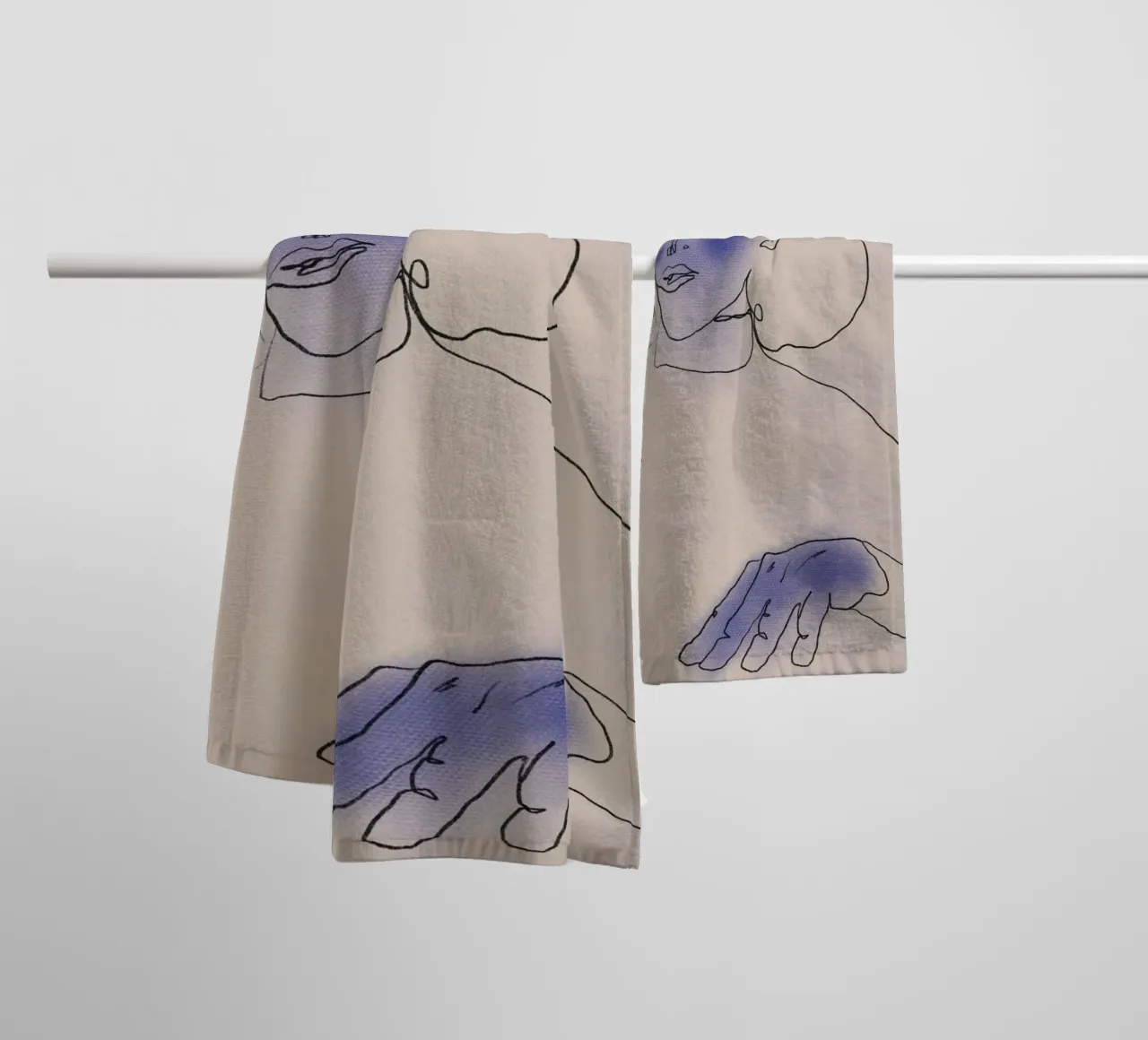 Ritratto a linee e pastelli asciugamano da bagno da Little Dean
