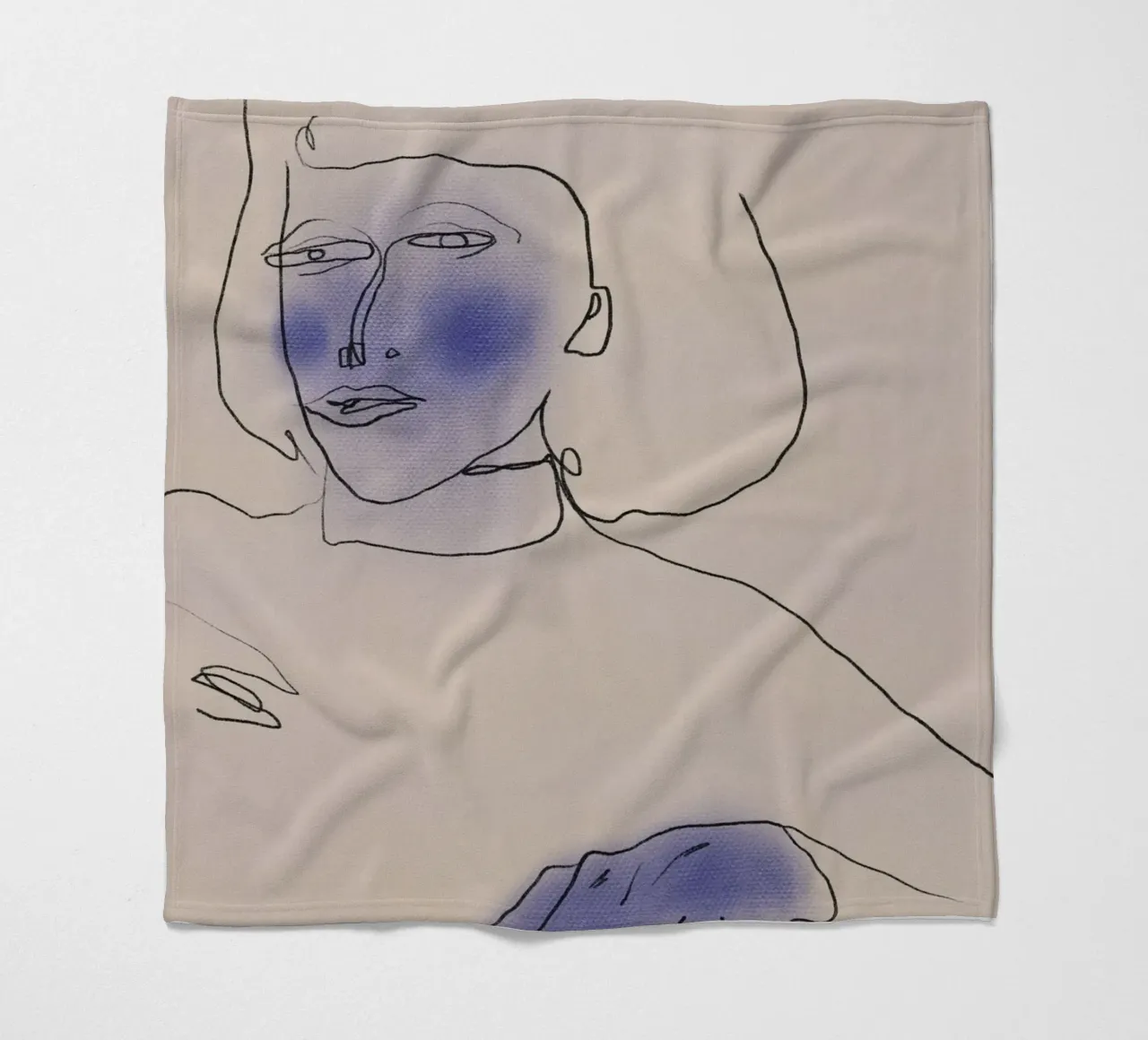 Ritratto a linee e pastelli coperta in pile da Little Dean