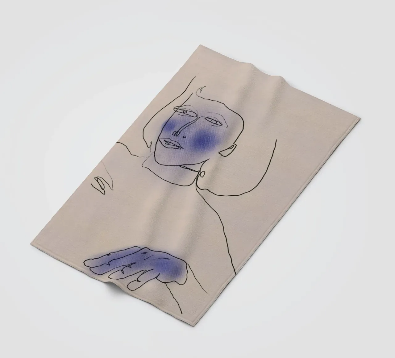 Ritratto a linee e pastelli coperta in pile da Little Dean