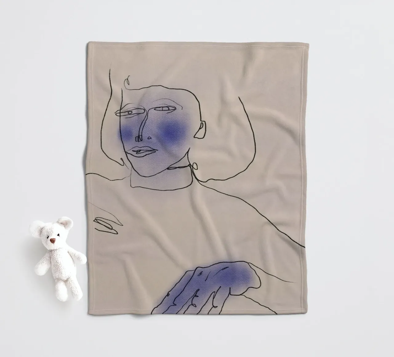 Ritratto a linee e pastelli coperta in pile da Little Dean